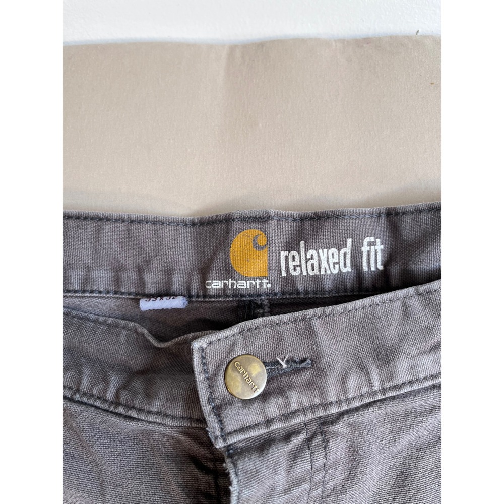 Carhartt Relaxed Fit Double Knee Carpenter Pants Gray 33x32 Workwear Distressed - Picture 2 of 5